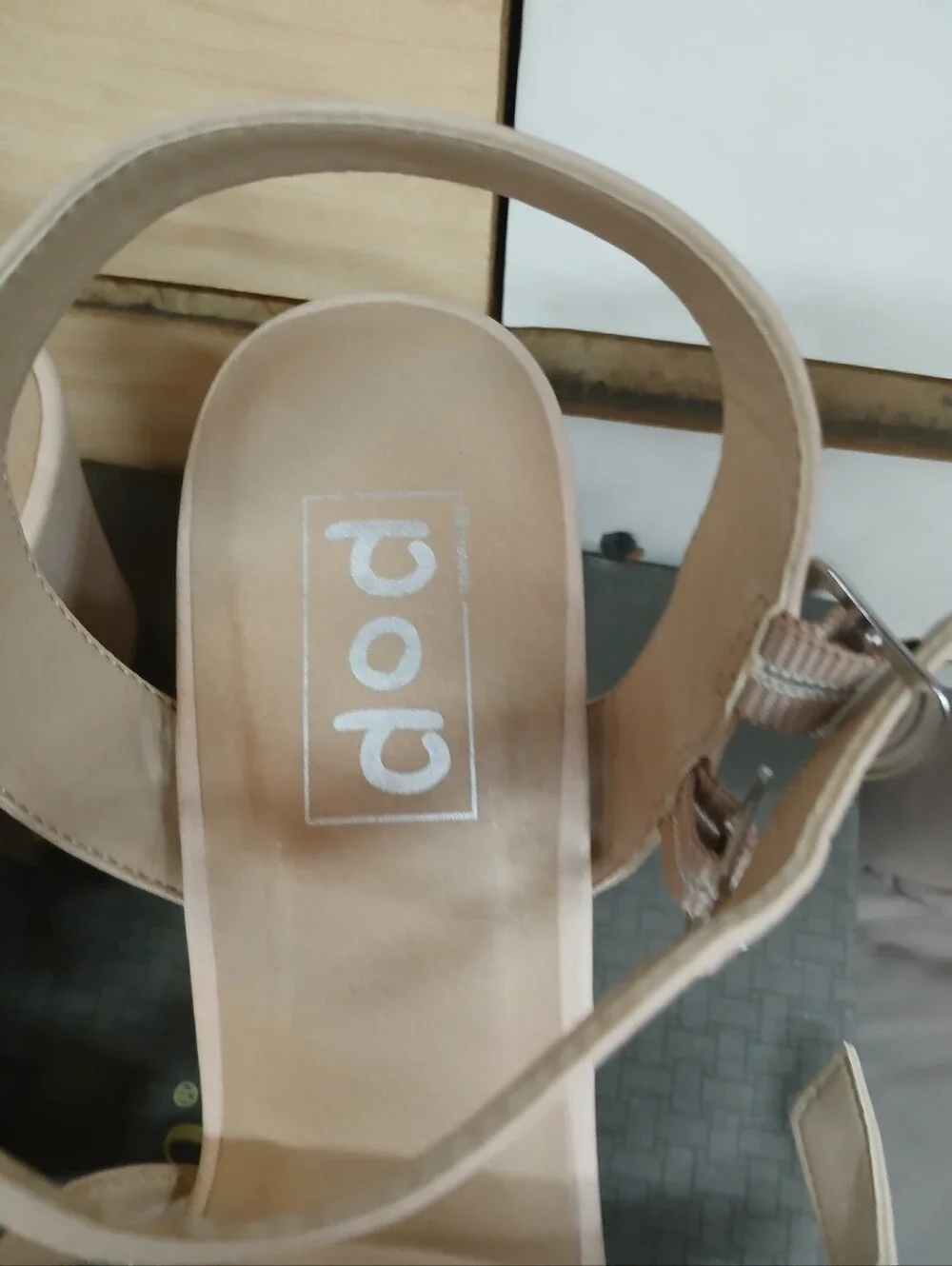 pop Beige Strappy Block Heel Sandals